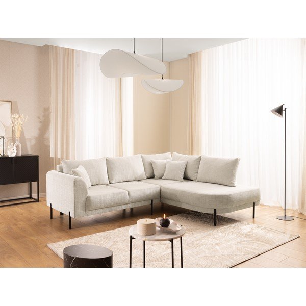 Bézs zsenília sarokkanapé (jobb oldali-L alakú) Mauris  – Ropez-image-1