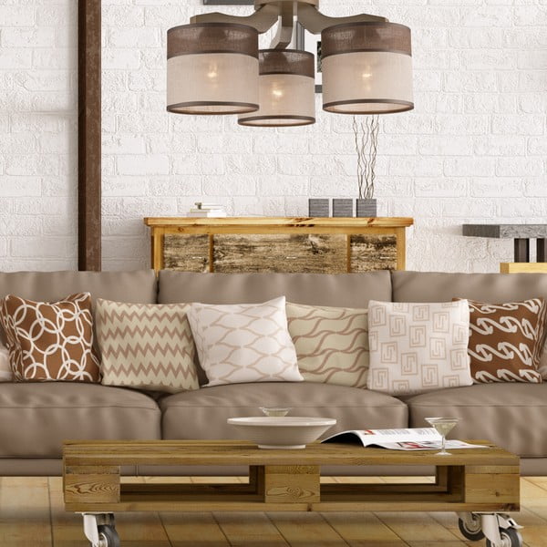 Sötétbarna mennyezeti lámpa textil búrával ø 16 cm Andrea – LAMKUR-image-3