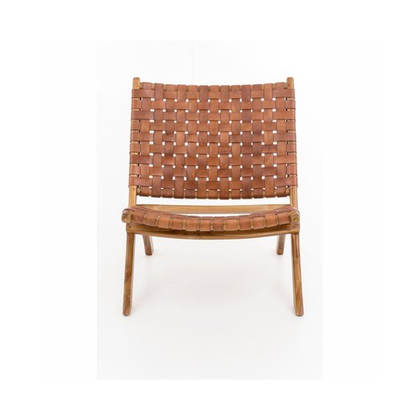 Ruth összecsukható teakfa szék, bőrüléssel - WOOX LIVING-image-1