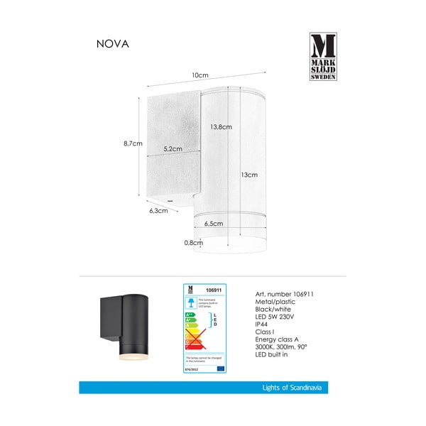 Nova fekete falilámpa - Markslöjd-image-1
