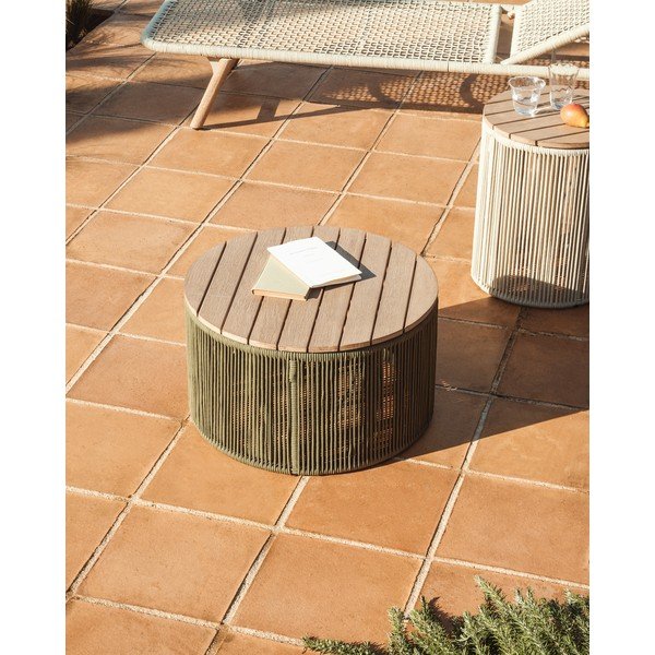 Kerek kerti dohányzóasztal akácfa asztallappal ø 60 cm Dandara – Kave Home-image-1