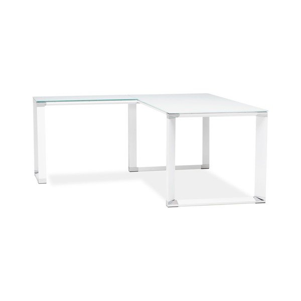 Warner fehér sarok íróasztal üvegből készült lappal - Kokoon-image-1
