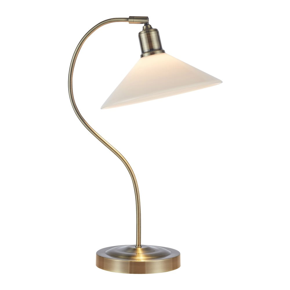 Fehér-sárgaréz színű asztali lámpa üveg búrával (magasság 49 cm) Vela Markslöjd