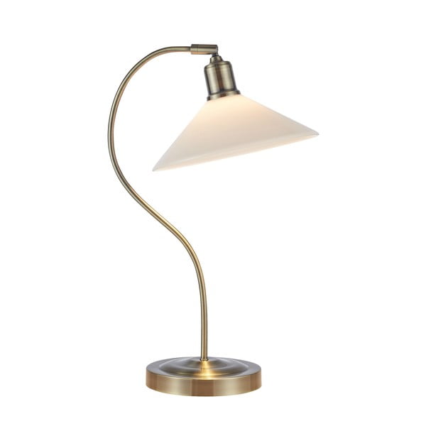 Fehér-sárgaréz színű asztali lámpa üveg búrával (magasság 49 cm) Vela – Markslöjd