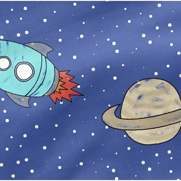 Space Rocket kék elasztikus pamut lepedő, 90 x 200 cm - Mr. Fox-image-1