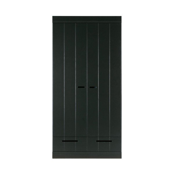 Connect fekete ruhásszekrény borovi fenyő konstrukcióval, szélesség 94 cm - WOOOD