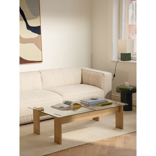 Natúr színű dohányzóasztal üveg asztallappal 86x132 cm Naiko – noo.ma-image-1