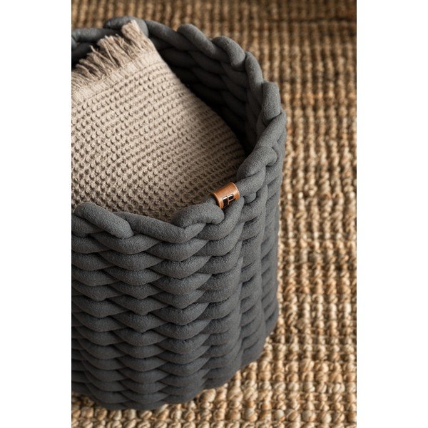 Textil tárolókosár ø 25x25 cm Peach Skin Round M – Bigso-image-2