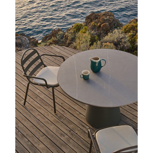 Kerek kerti étkezőasztal kerámia asztallappal ø 120 cm Tudons – Kave Home-image-1