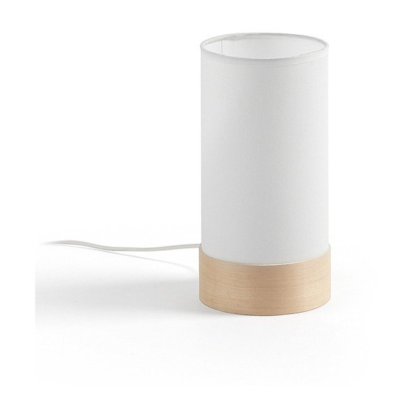 Fehér-natúr színű bükkfa asztali lámpa textil búrával (magasság 26 cm) Slat – Kave Home