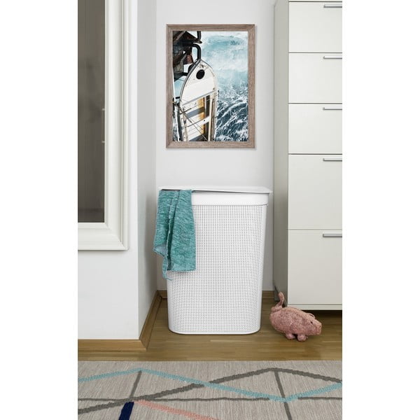 Fehér műanyag szennyeskosár 50 l Brisen - Rotho-image-1