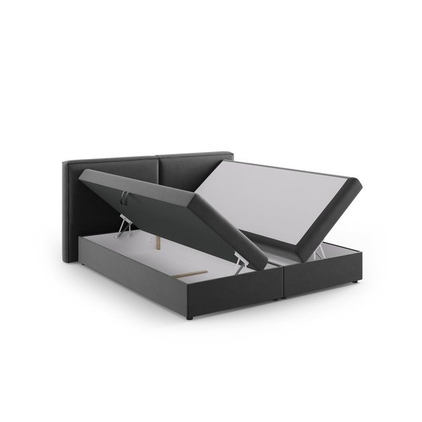 Sötétszürke ágyneműtartós boxspring ágy 180x200 cm Arendal – Cosmopolitan Design-image-3