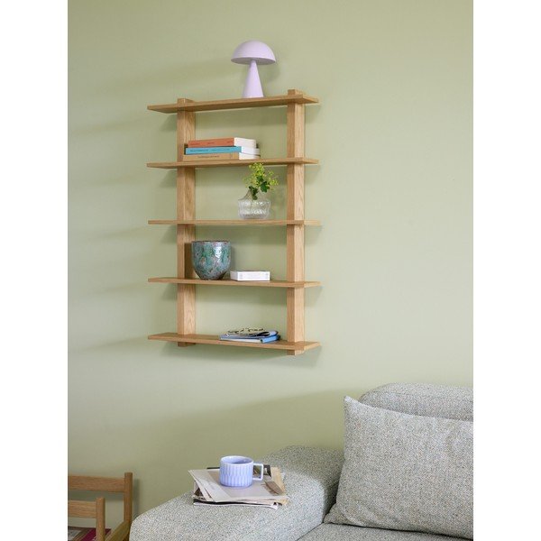 Natúr színű többszintes fali polc tölgyfa dekorral 60 cm Simple – Hübsch-image-1