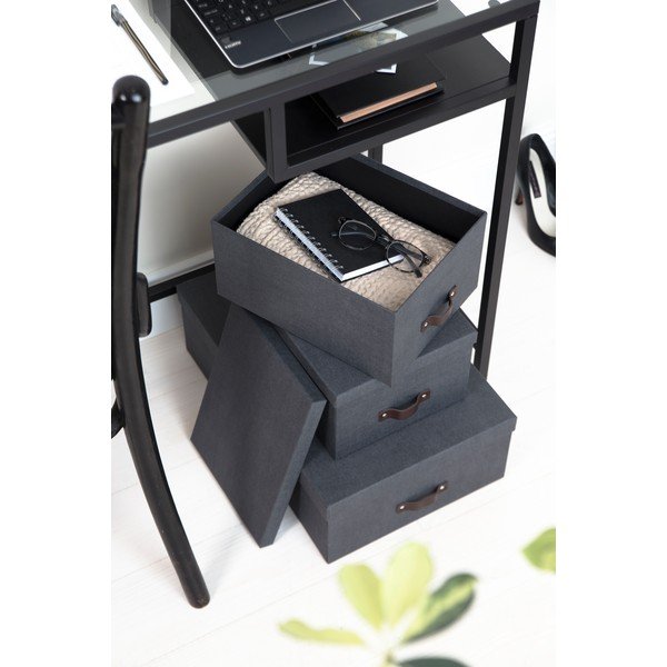 Inge 3 db-os fekete tárolódoboz szett - Bigso Box of Sweden-image-2