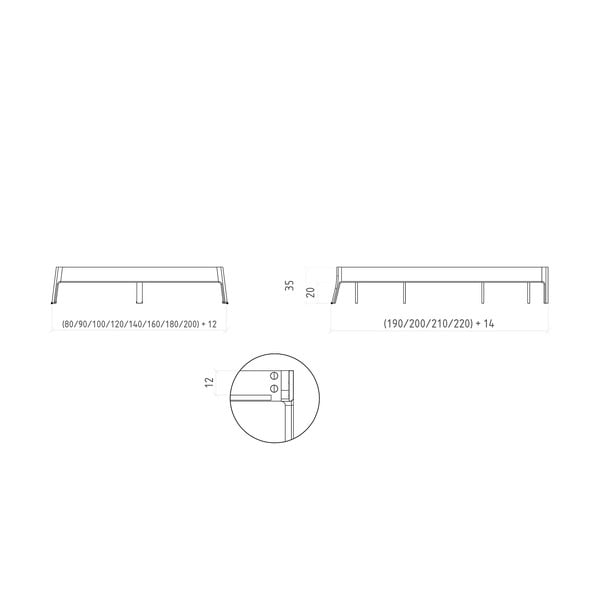 Natúr színű tölgyfa franciaágy 140x200 cm Twig – The Beds-image-4