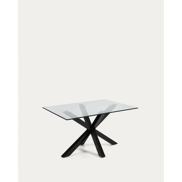 Fekete dohányzóasztal üveg asztallappal 70x130 cm Argo – Kave Home