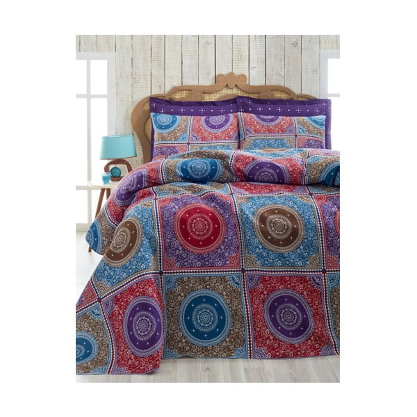 Ornament Purple könnyű pamut kétszemélyes ágytakaró, 200 x 235 cm