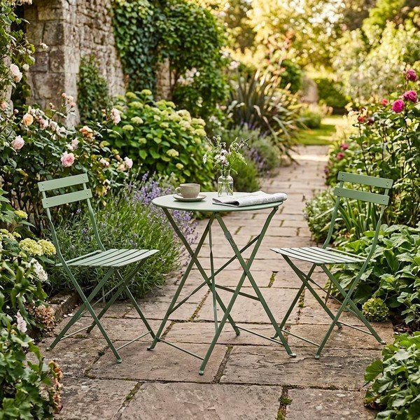 Zsályaszínű acél kétszemélyes kerti étkezőgarnitúra Austin – Bizzotto-image-1