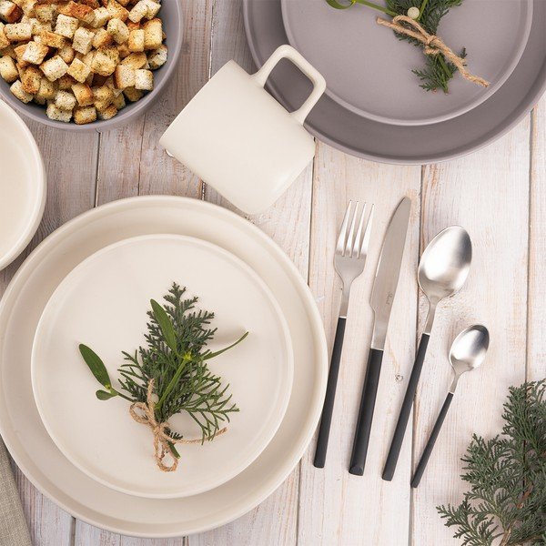 Fekete-ezüstszínű rozsdamentes acél evőeszköz készlet 24 db-os Skandi – Orion-image-1