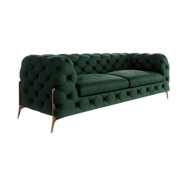 Sötétzöld bársony kanapé 225 cm Chelsea Bis – Ropez-image-2