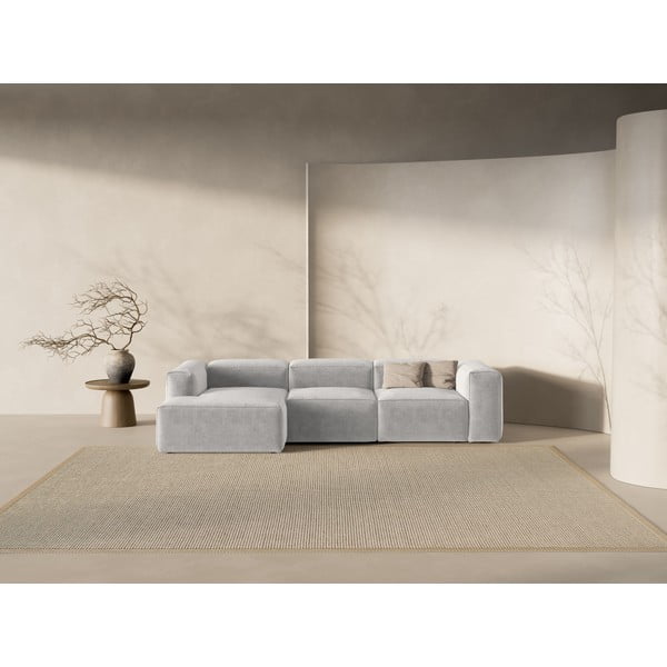 Világosszürke sarokkanapé (bal oldali-heverő résszel) Bergamo – Cosmopolitan Design-image-1