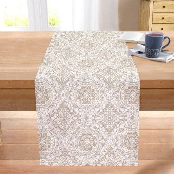 Asztali futó 40x130 cm Beige Mandala – Mila Home-image-1