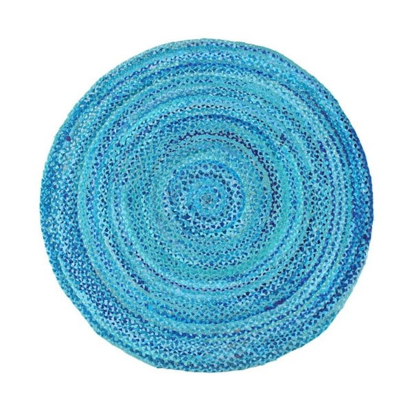Kék, kerek pamutszőnyeg, Ø 120 cm - Eco Rugs
