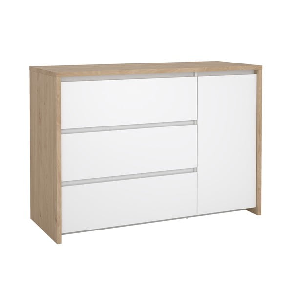 Fehér-natúr színű komód tölgyfa dekorral 119x84x48 cm Next – Tvilum-image-2