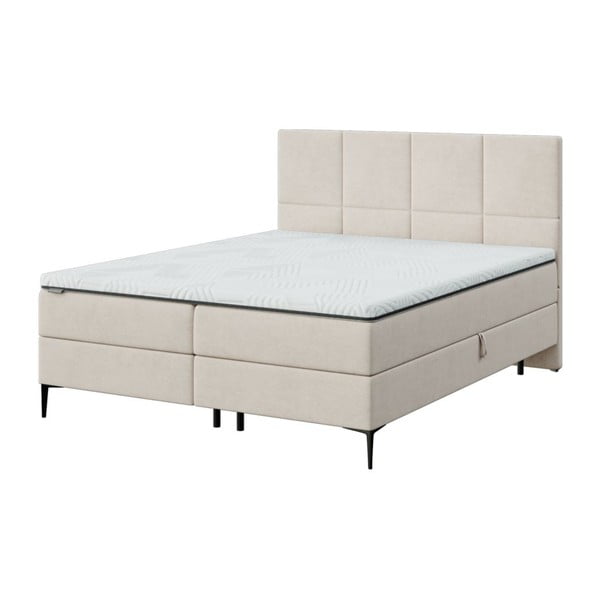 Bézs ágyneműtartós boxspring ágy 160x200 cm Bufo – MESONICA