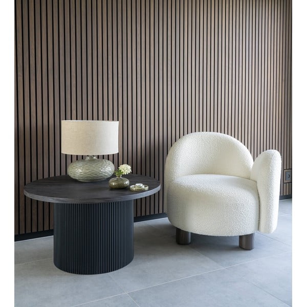 Sötétbarna kerek dohányzóasztal nyárfa dekorral ø 80 cm Boavista – House Nordic-image-1