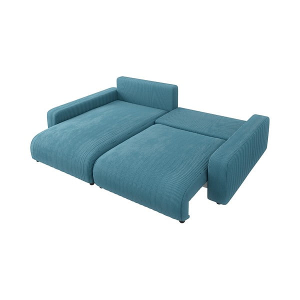 Türkiz kordbársony kinyitható sarokkanapé Sara – Ropez-image-3