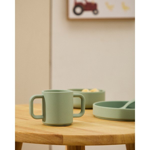 Világos rózsaszín-türkiz szilikon gyerek bögre szett 2 db-os Lili – Kave Home-image-2