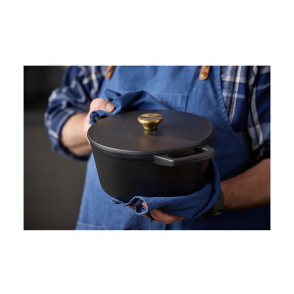 Indukciós tűzhelyhez alkalmas öntöttvas edény fedővel 3,6 l – Holm-image-1