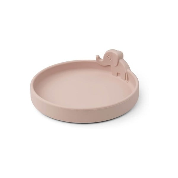 Rózsaszín szilikon gyerek tányér Peekaboo Elphee - Done by Deer