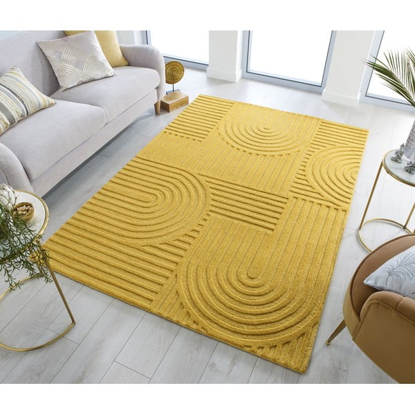 Zen Garden sárga gyapjú szőnyeg, 160 x 230 cm - Flair Rugs-image-1