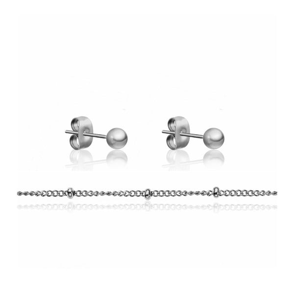 Pearls ezüstszínű fülbevaló és karkötő szett rozsdamentes acélból - Emily Westwood