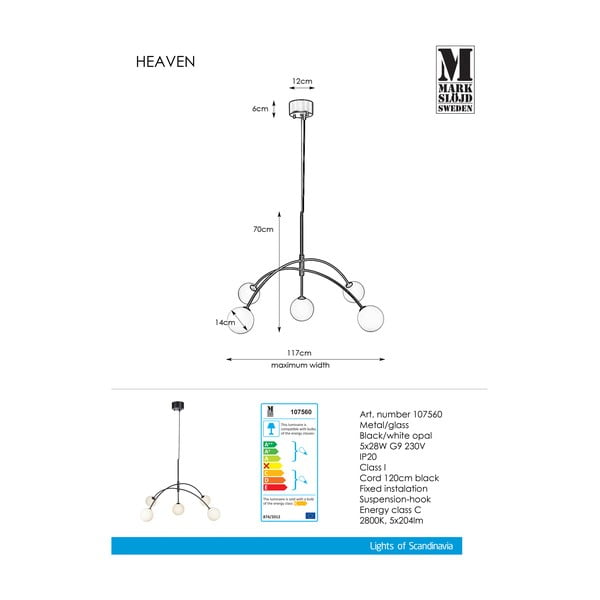 Heaven fekete függőlámpa, ø 117 cm - Markslöjd-image-2