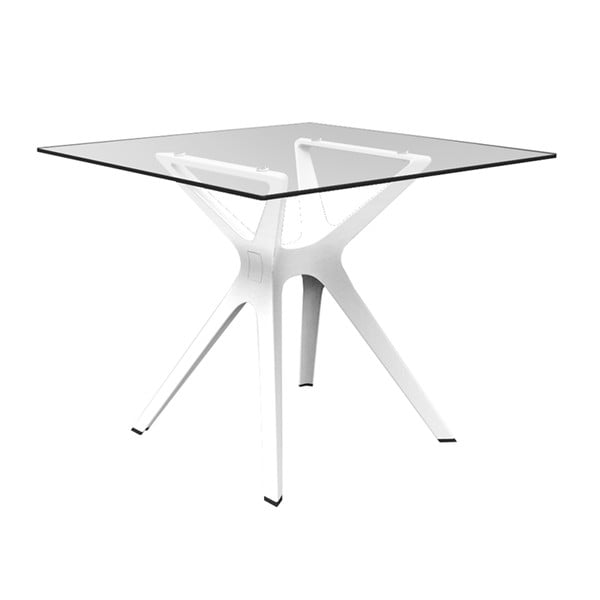 Vela fehér étkezőasztal üveg asztallappal, 90 x 90 cm - Resol