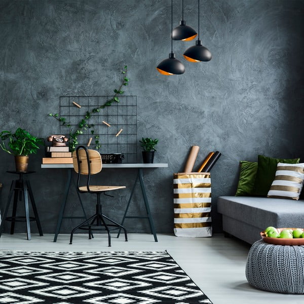 Fekete függőlámpa fém búrával ø 50 cm Sivani – Opviq lights-image-1