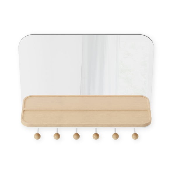 Fehér-natúr színű bükkfa fali fogas polccal Estique – Umbra-image-4