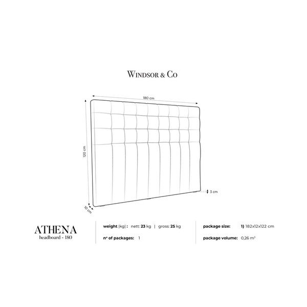 Athena sötétszürke ágytámla bársony kárpittal, 180 x 120 cm - Windsor & Co Sofas-image-4