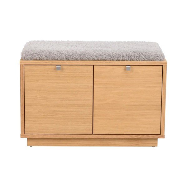 Szürke-natúr színű ülőkés cipőtartó tölgyfa dekorral Confetti – Rowico-image-2