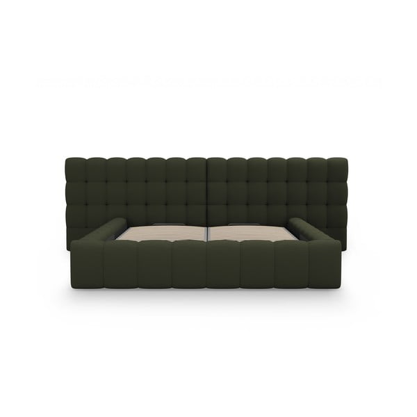 Zöld kárpitozott ágyneműtartós franciaágy ágyráccsal 180x200 cm Mamaia – Micadoni Home-image-4