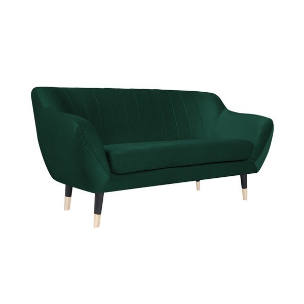 Benito zöld kanapé fekete lábakkal, 158 cm - Mazzini Sofas-image-2