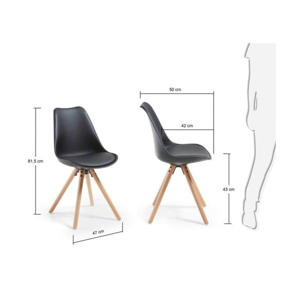 Lars fekete szék fa lábakkal - La Forma-image-4