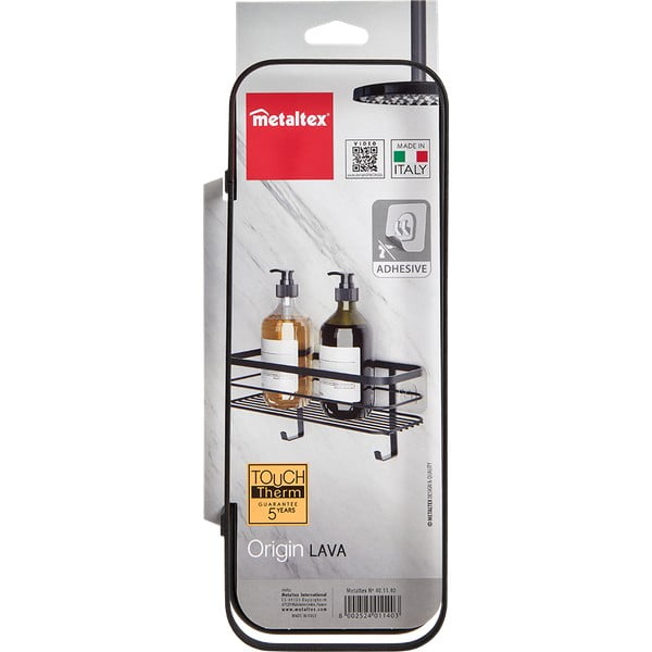 Origin fekete fali fürdőszobai polc - Metaltex-image-3