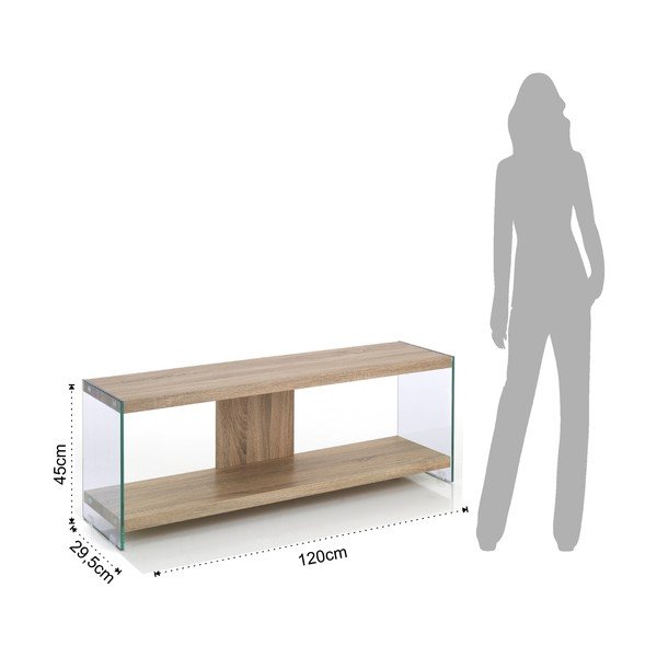 Natúr színű üveg TV-állvány 120x45x29,5 cm Nancy – Tomasucci-image-4