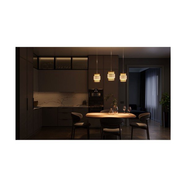 Natúr színű függőlámpa rattan-textil búrával Abra 2 – GTV-image-2