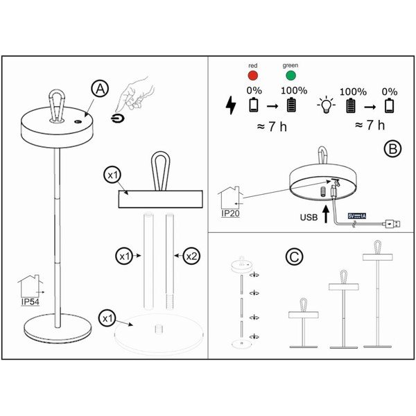 Fekete LED asztali lámpa (magasság 47 cm) Dord – Fischer & Honsel-image-1