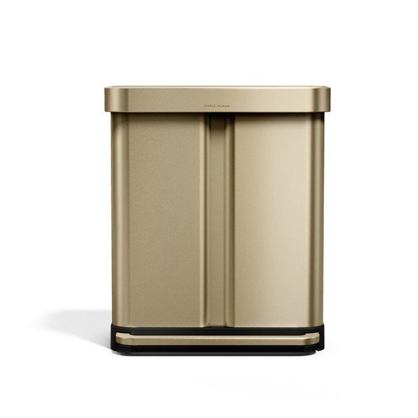 Matt aranyszínű acél szelektív-pedálos szemetes 34+24 l – simplehuman-image-4